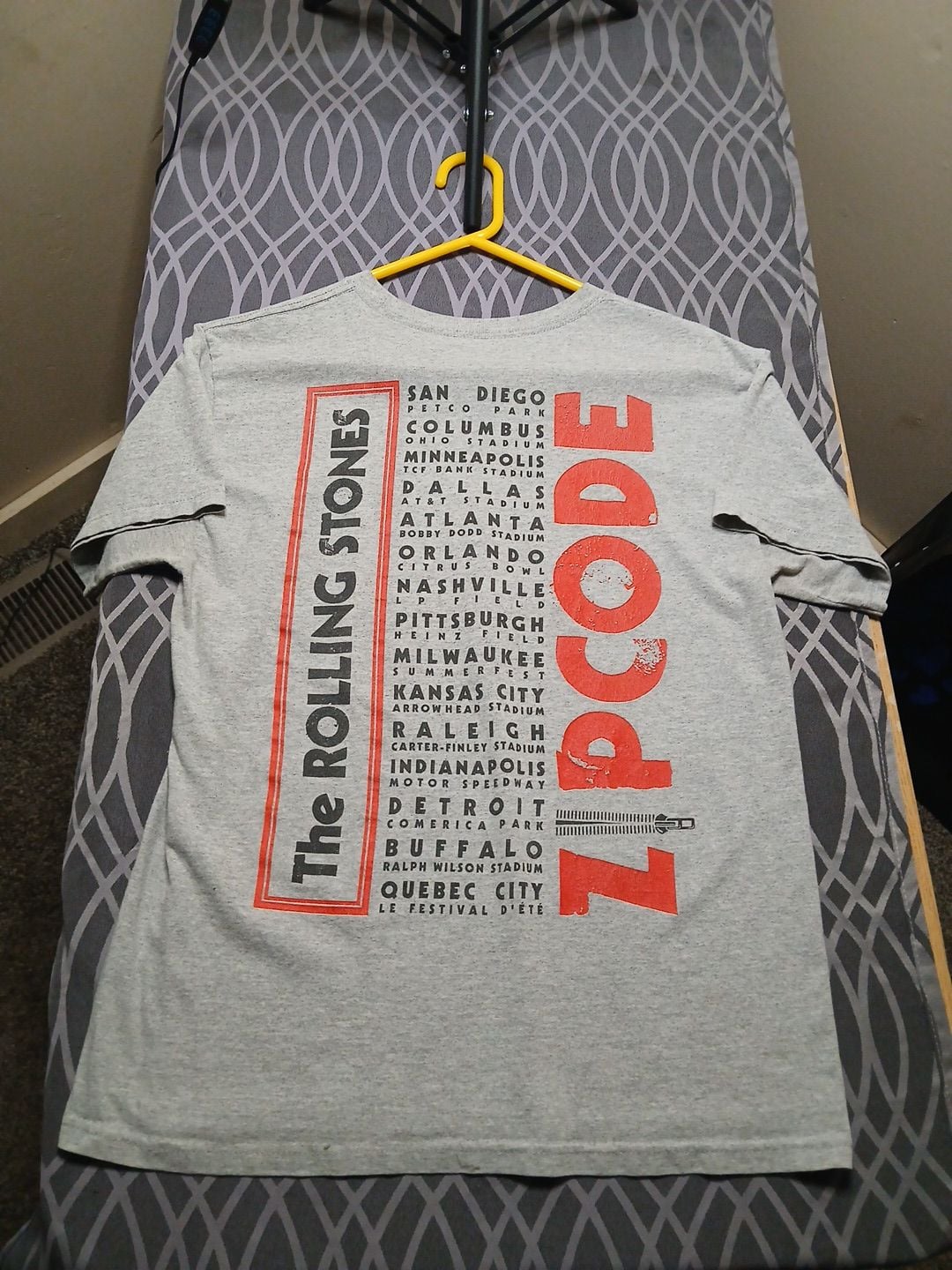 The Rolling Stones 2015 Zip Code Tour T-Shirt Gray Size Medium 2