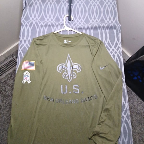 New Orleans Saints Mens Large Green Camouflage NFL Salute To Service Nike Tee