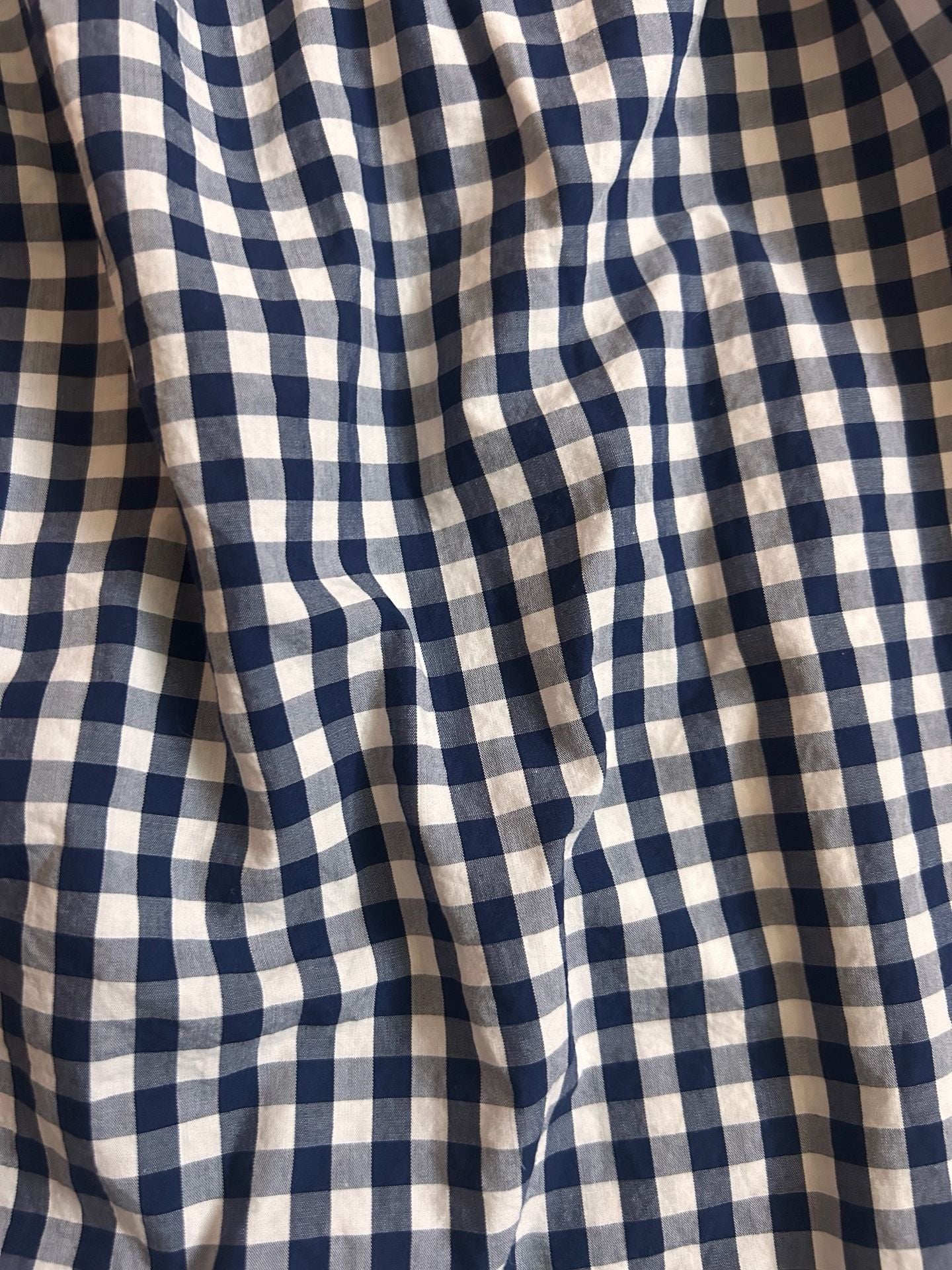 Madewell Women's Size S Blue and White Gingham Off-the-Shoulder Smocked Top 4