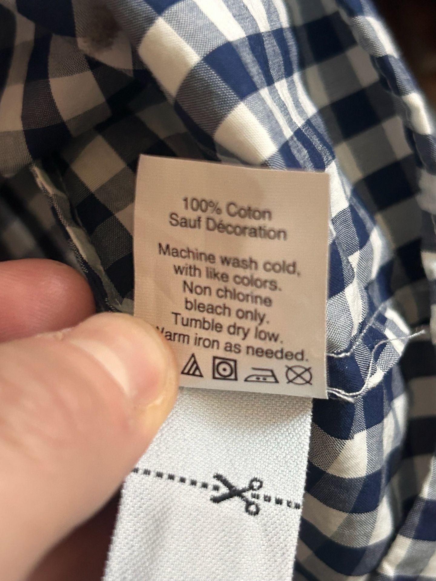 Madewell Women's Size S Blue and White Gingham Off-the-Shoulder Smocked Top 7