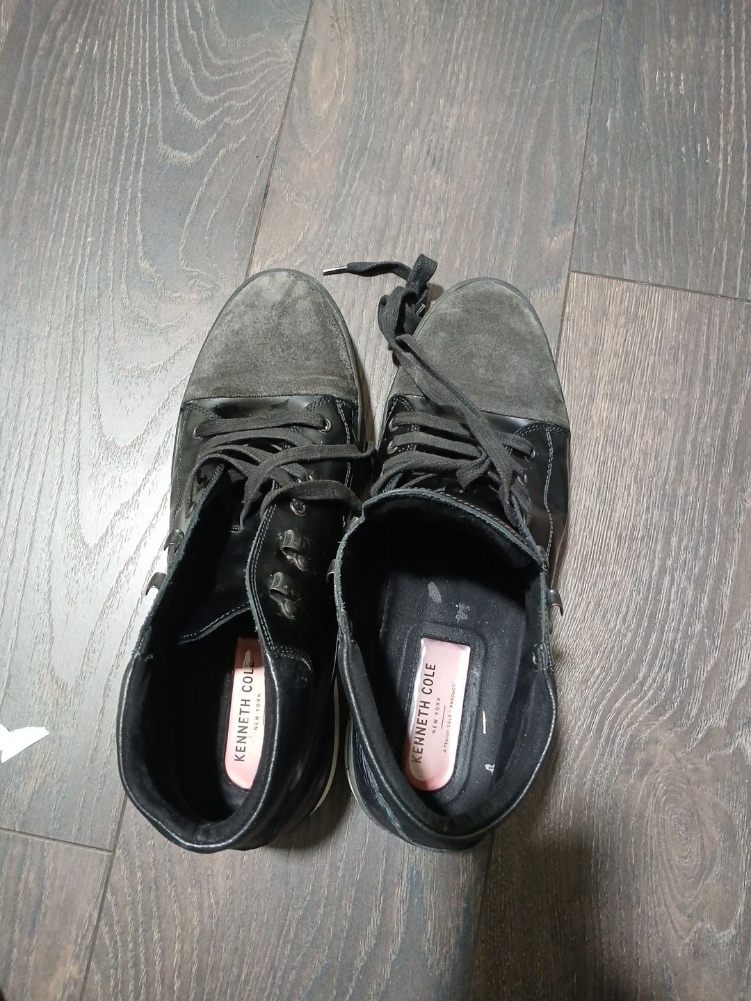 Kenneth Cole New York Black Leather and Suede High Top Sneakers 3