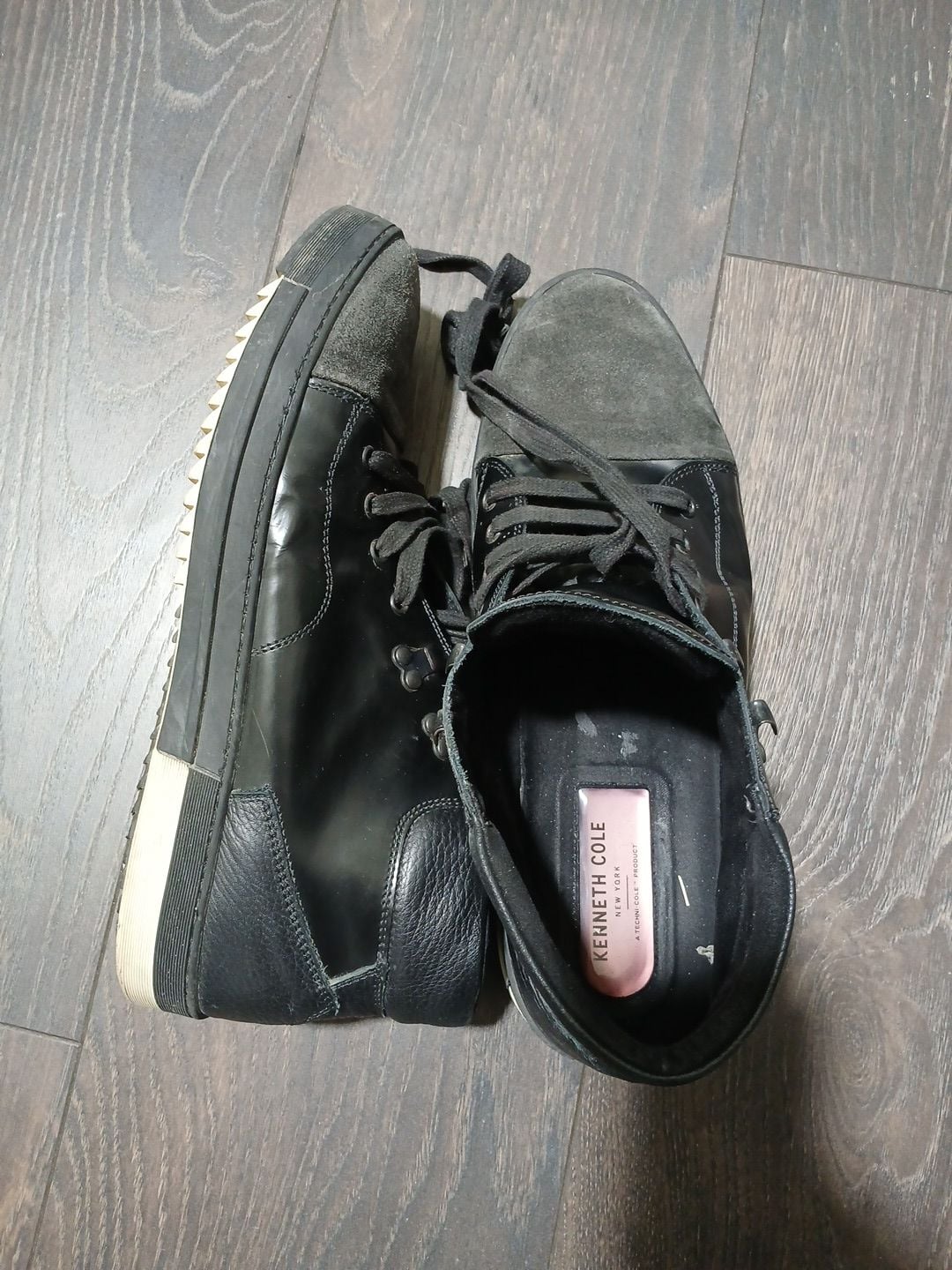Kenneth Cole New York Black Leather and Suede High Top Sneakers 5