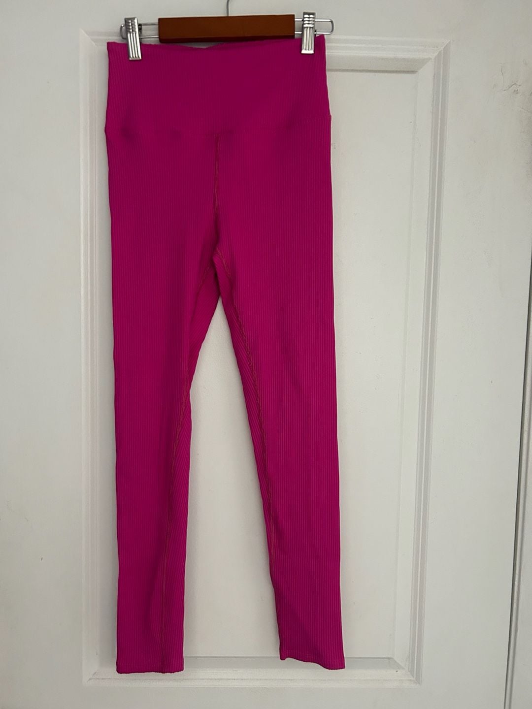 Carbon38 Ribbed High-Rise Leggings Pink Size S 1