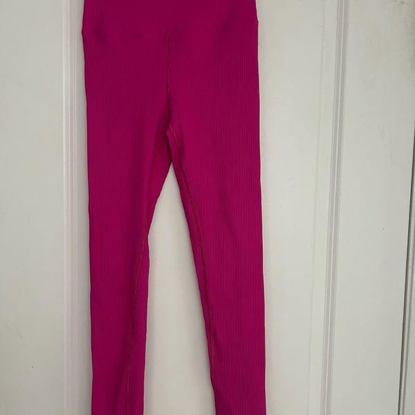 Carbon38 Ribbed High-Rise Leggings Pink Size S