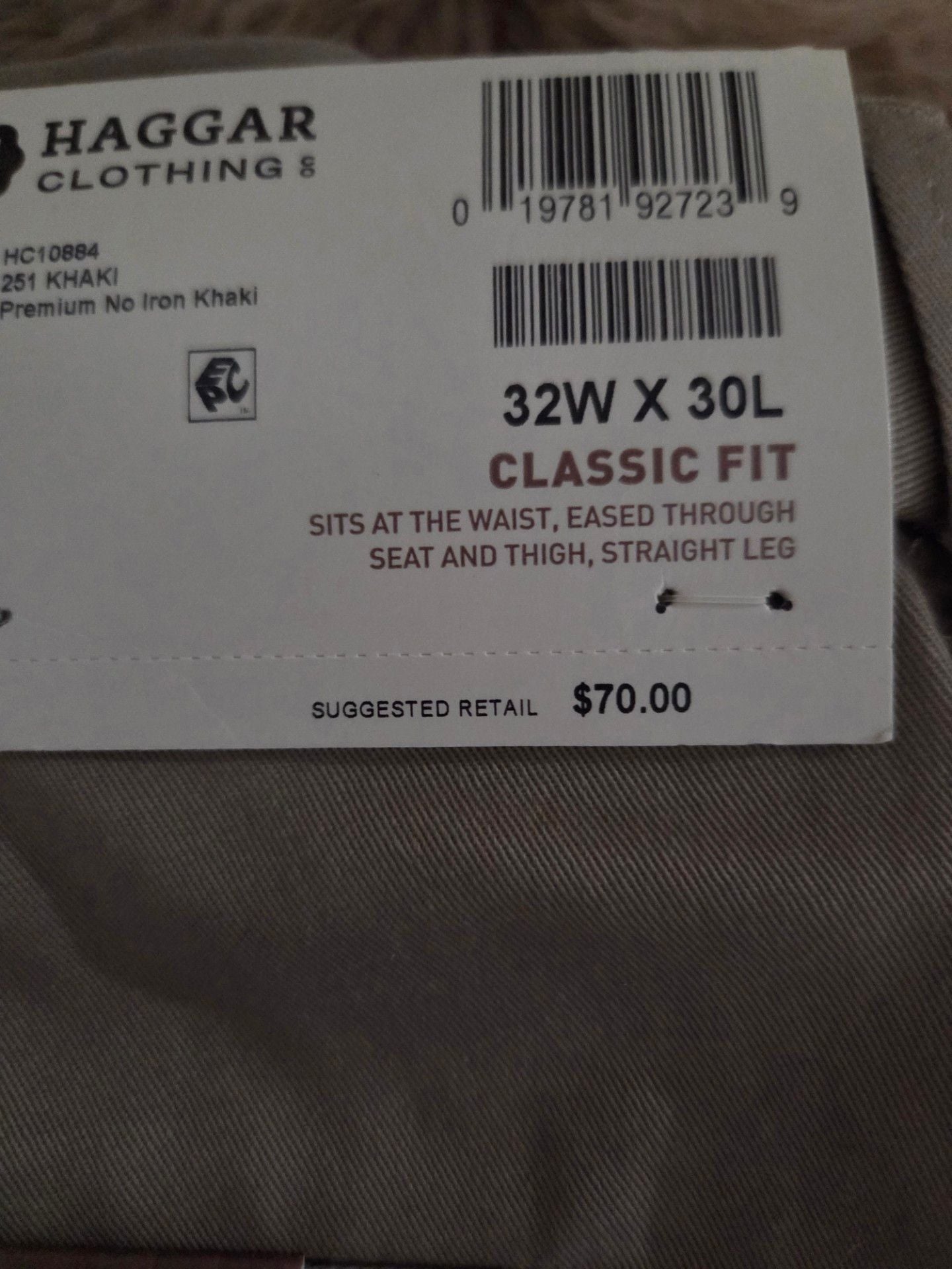 Haggar Premium No Iron Khaki Classic Fit Flat Front Pants 32x30 3