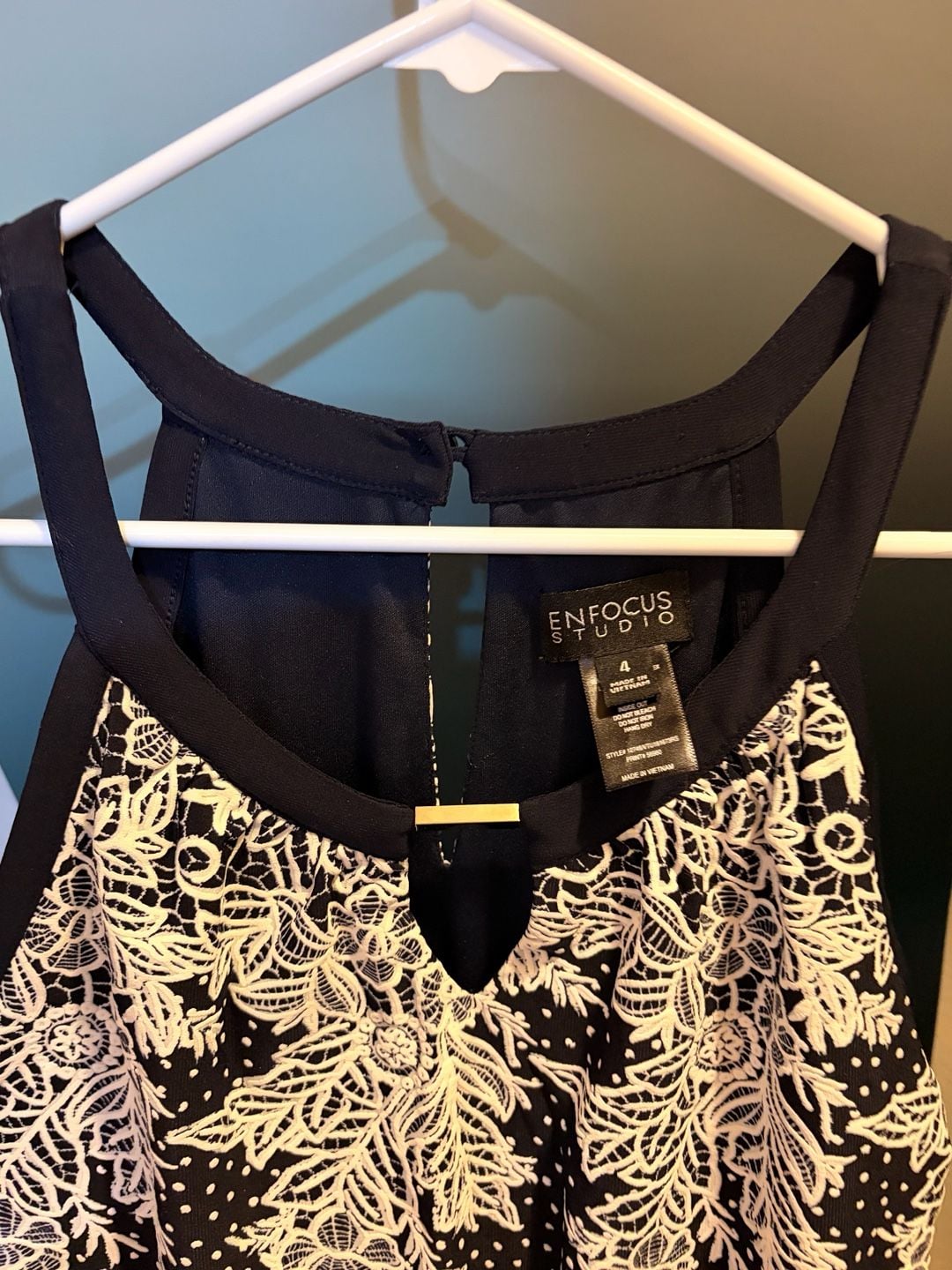 Enfocus Studio Size 4 Black and White Polka Dot Lace Trim Maxi Dress 4