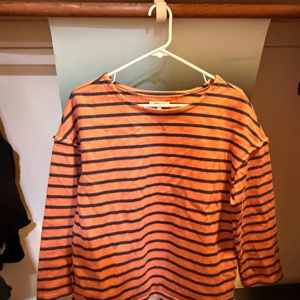 Madewell Striped Long Sleeve Raw Edge Shirt Size L