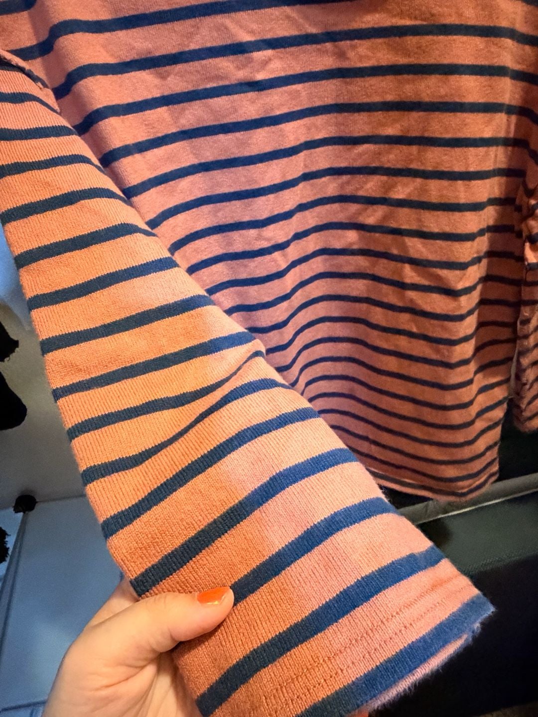 Madewell Striped Long Sleeve Raw Edge Shirt Size L 3
