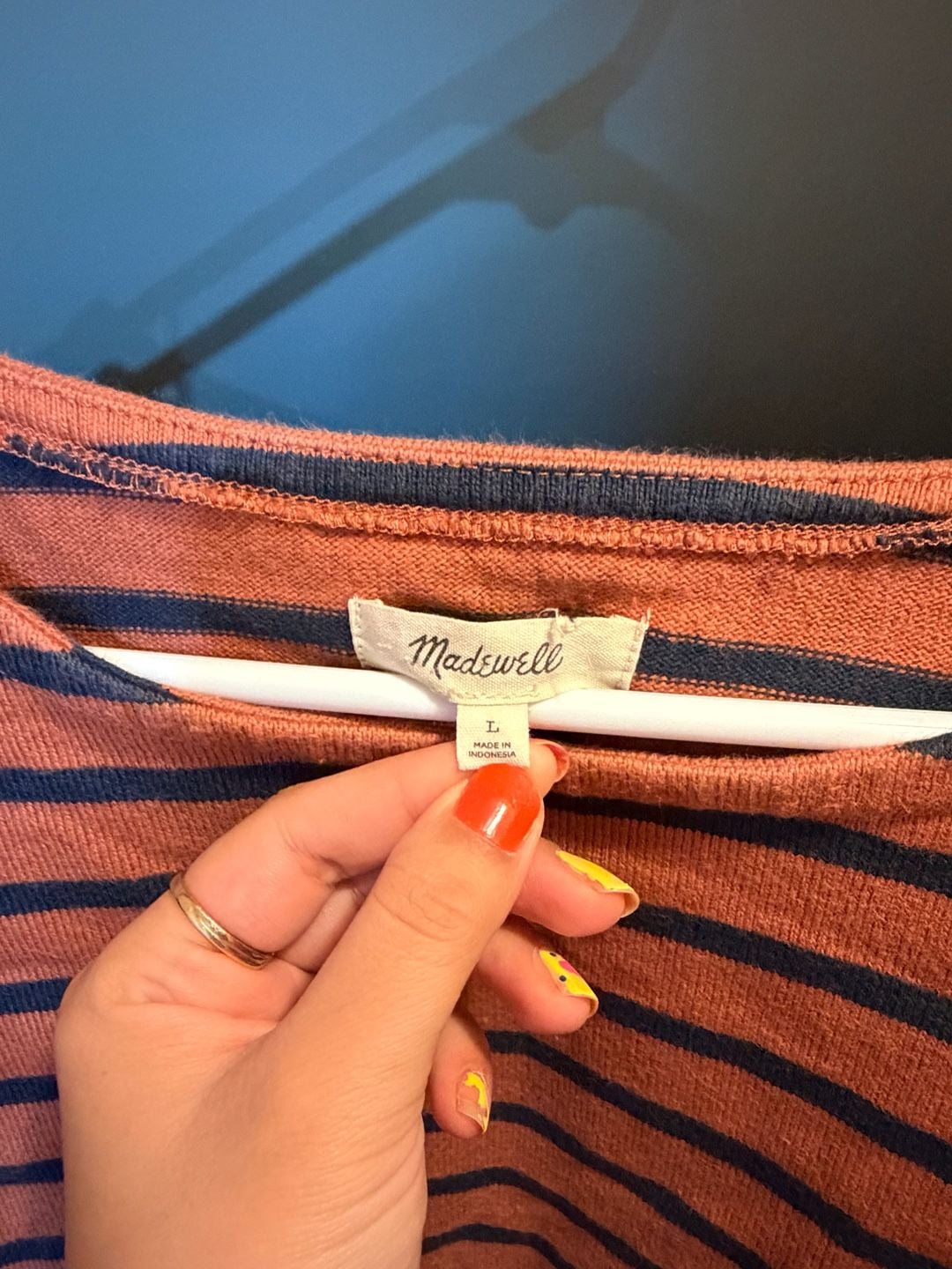 Madewell Striped Long Sleeve Raw Edge Shirt Size L 4