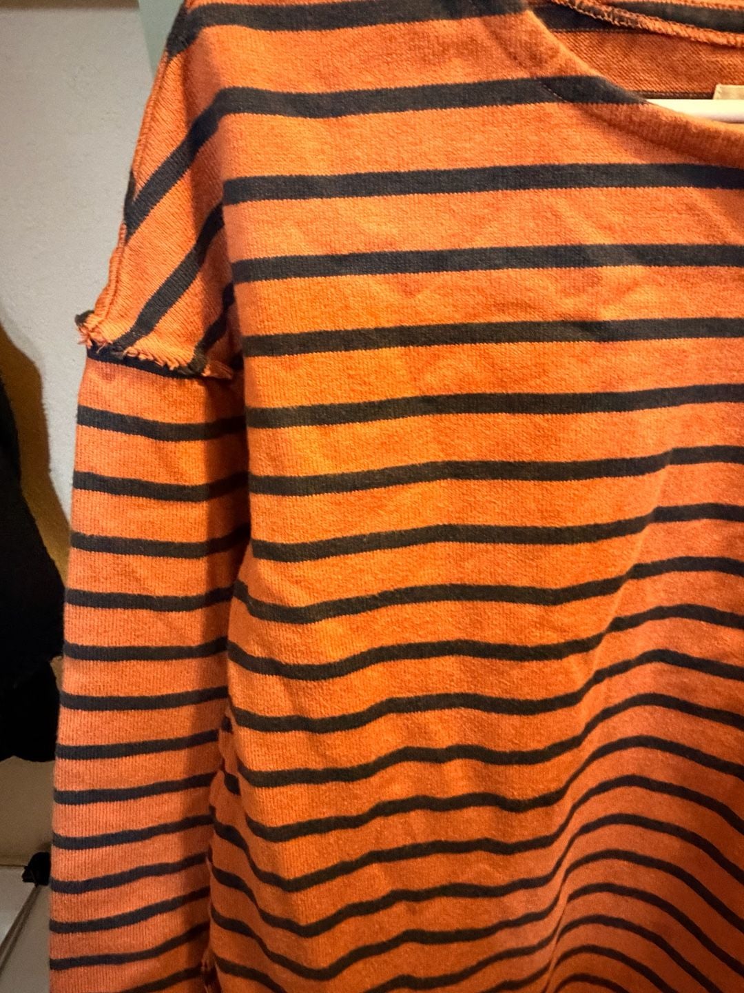 Madewell Striped Long Sleeve Raw Edge Shirt Size L 8