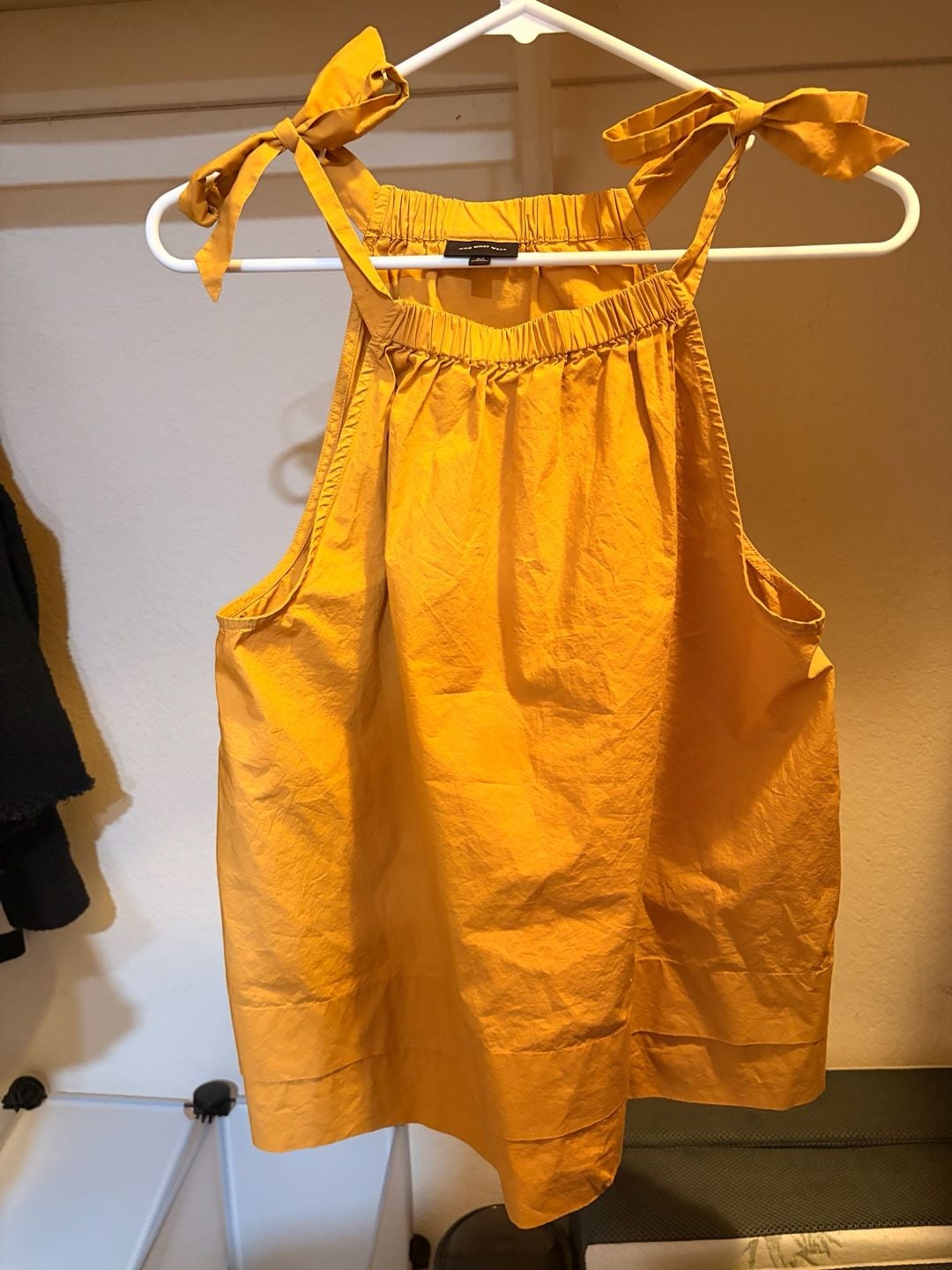 Who What Wear Mustard Yellow Tie-Shoulder Tank Top Size M 2