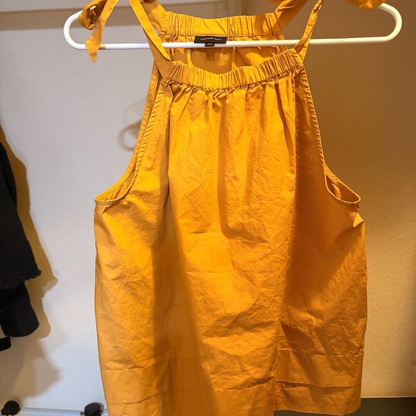 Who What Wear Mustard Yellow Tie-Shoulder Tank Top Size M