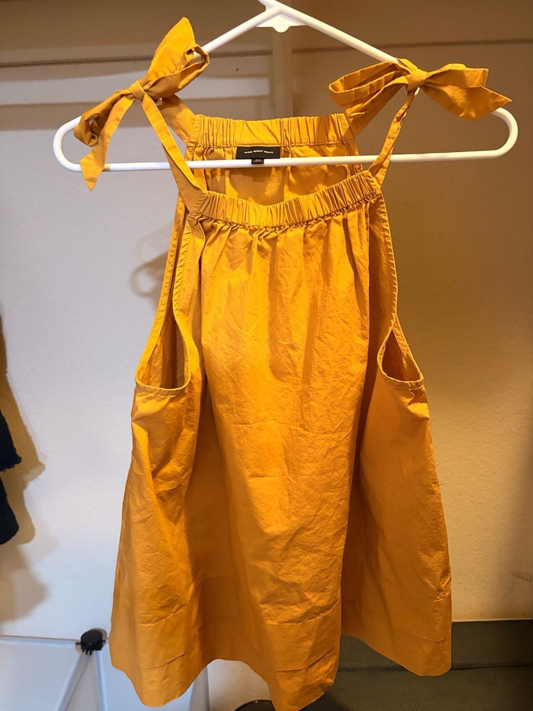 Who What Wear Mustard Yellow Tie-Shoulder Tank Top Size M 6