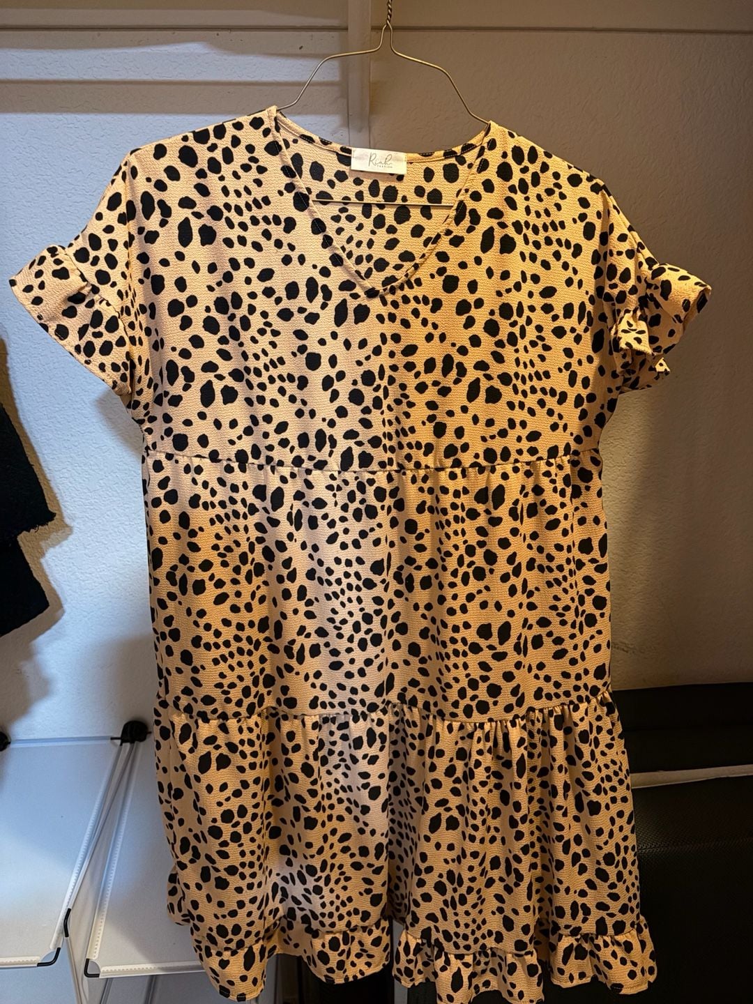 Riah Fashion Animal Print Tiered Ruffle Sleeve Dress 2