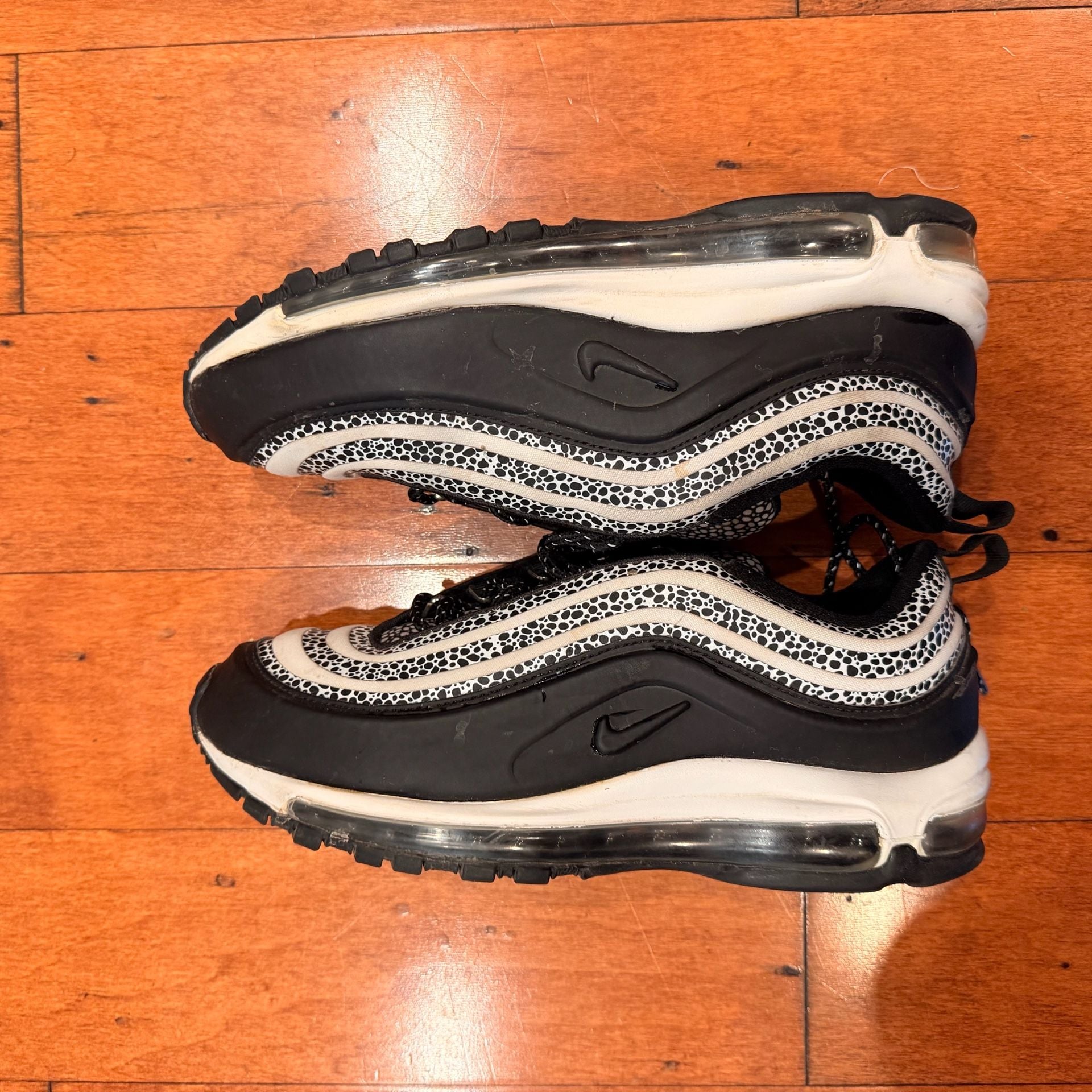 Woman’s Nike Air Max 97 Safari Black White Sneakers 6