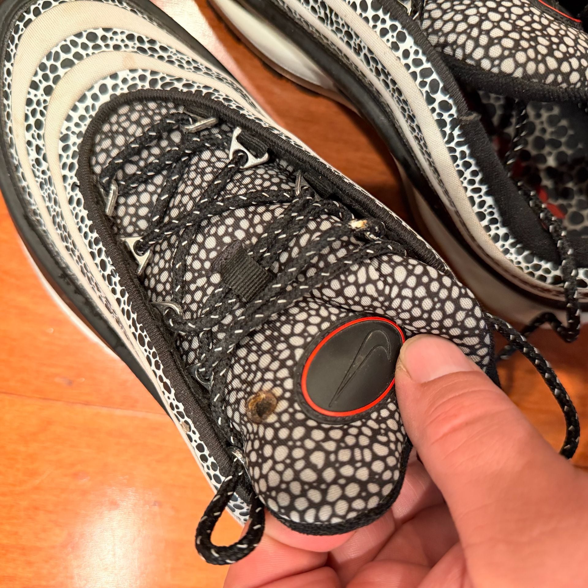Woman’s Nike Air Max 97 Safari Black White Sneakers 7