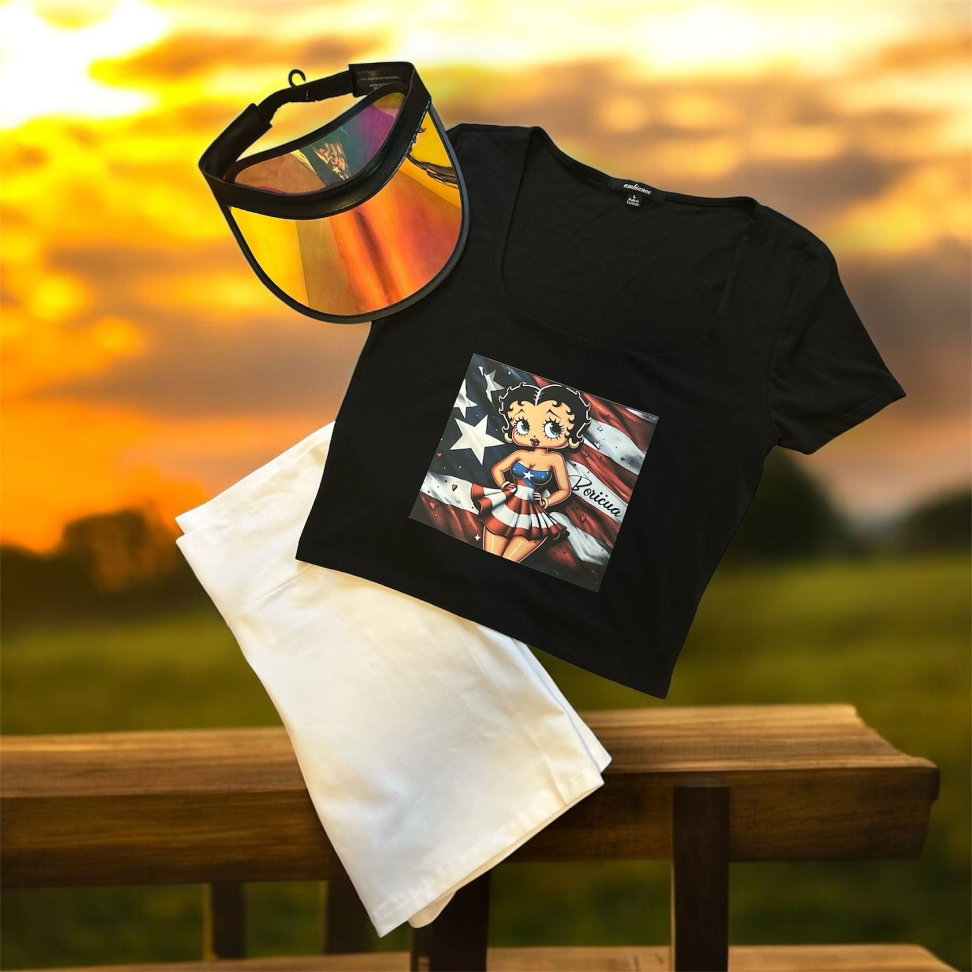 Ambiance Betty Boop Boricua Graphic Crop Top Size L 1