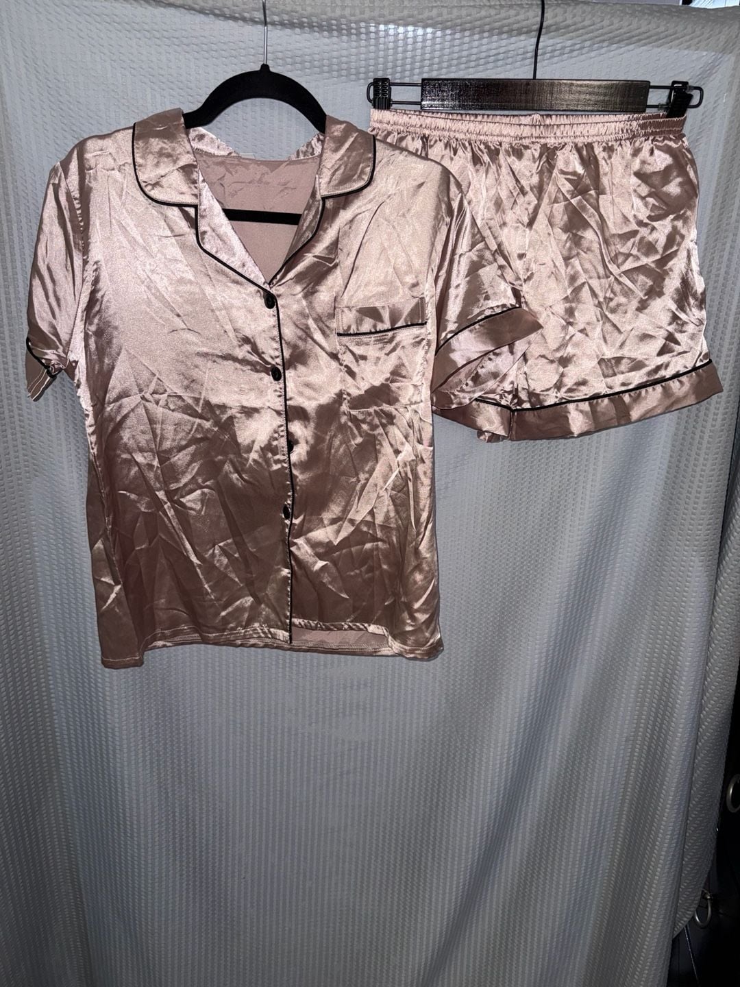 Women's Satin Pajama Short Set dusty rose 1