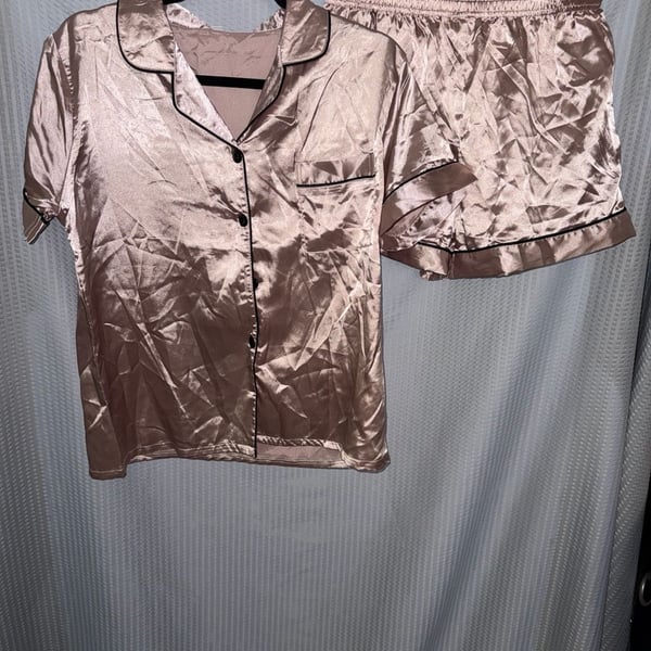 Women's Satin Pajama Short Set dusty rose