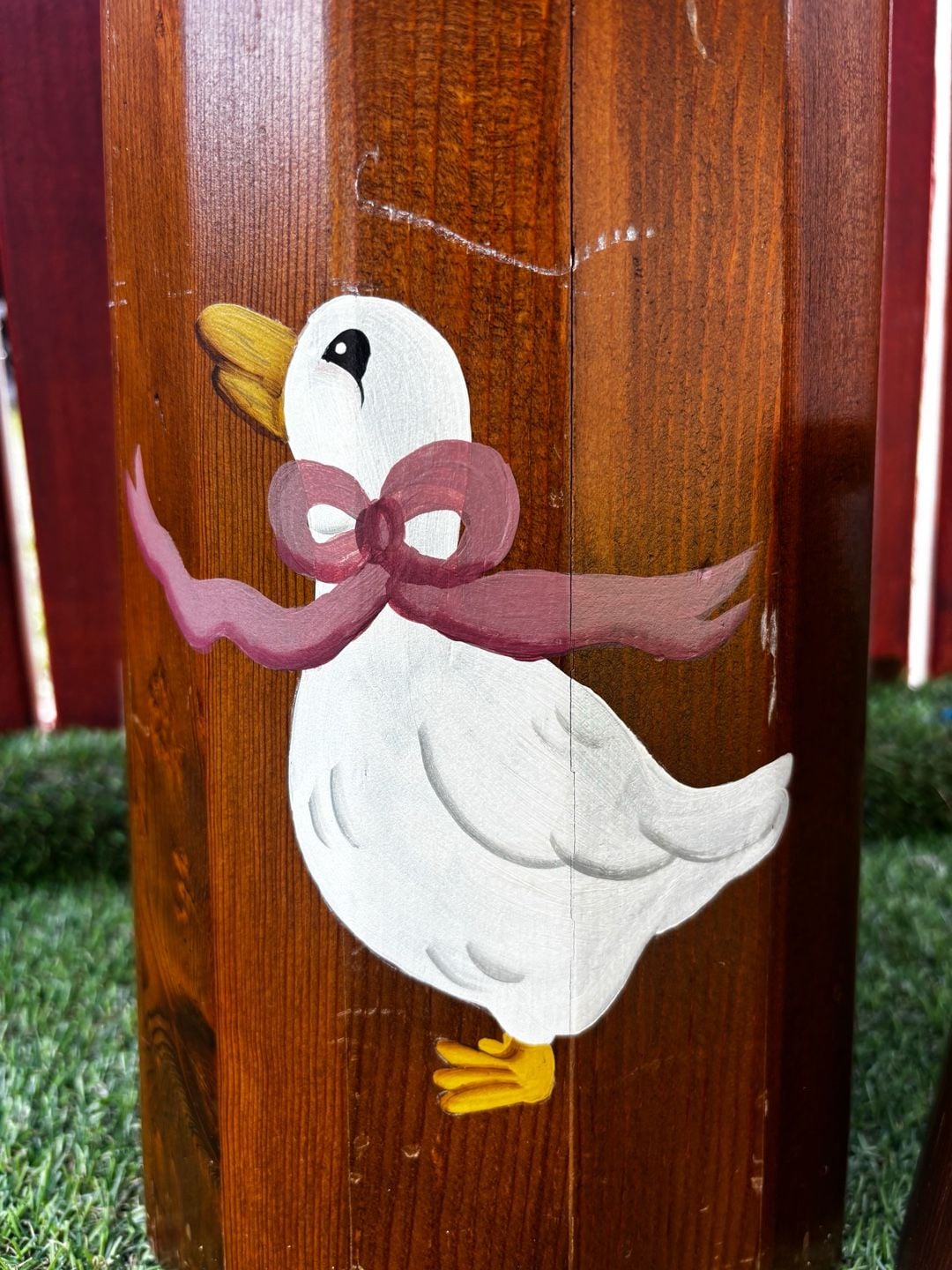 Vintage Hand Painted Wooden Goose Butter Churn and Matching Canister Set 9