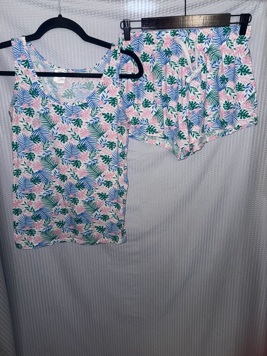 Good Nite by Blue Star Tropical Leaf Print Pajama Set Size M 1
