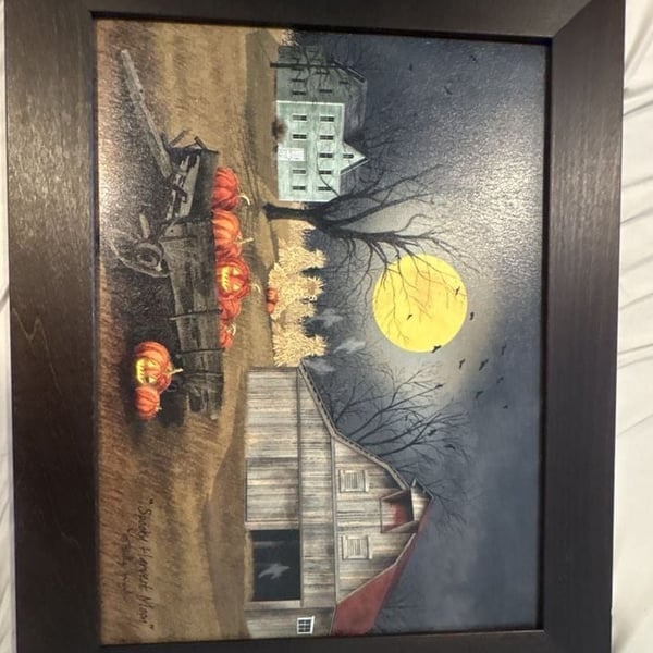 Spooky Harvest Moon Framed Print by Sandy Clough