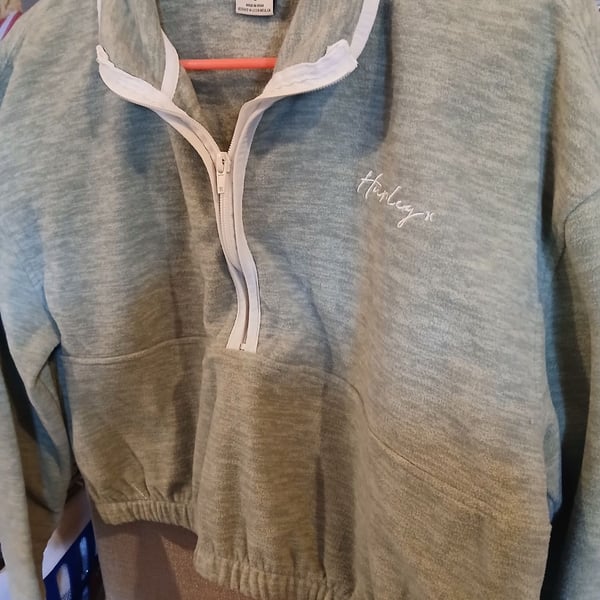 Hurley Women's Size S Green Heathered Quarter Zip Pullover Sweatshirt