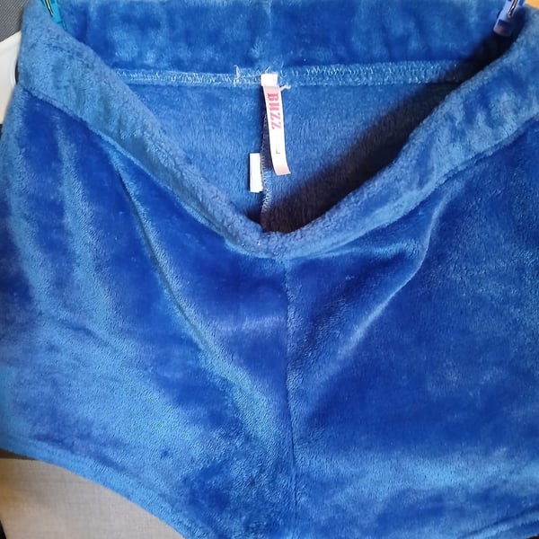BUZZ Women's Blue Plush Lounge Shorts Size L