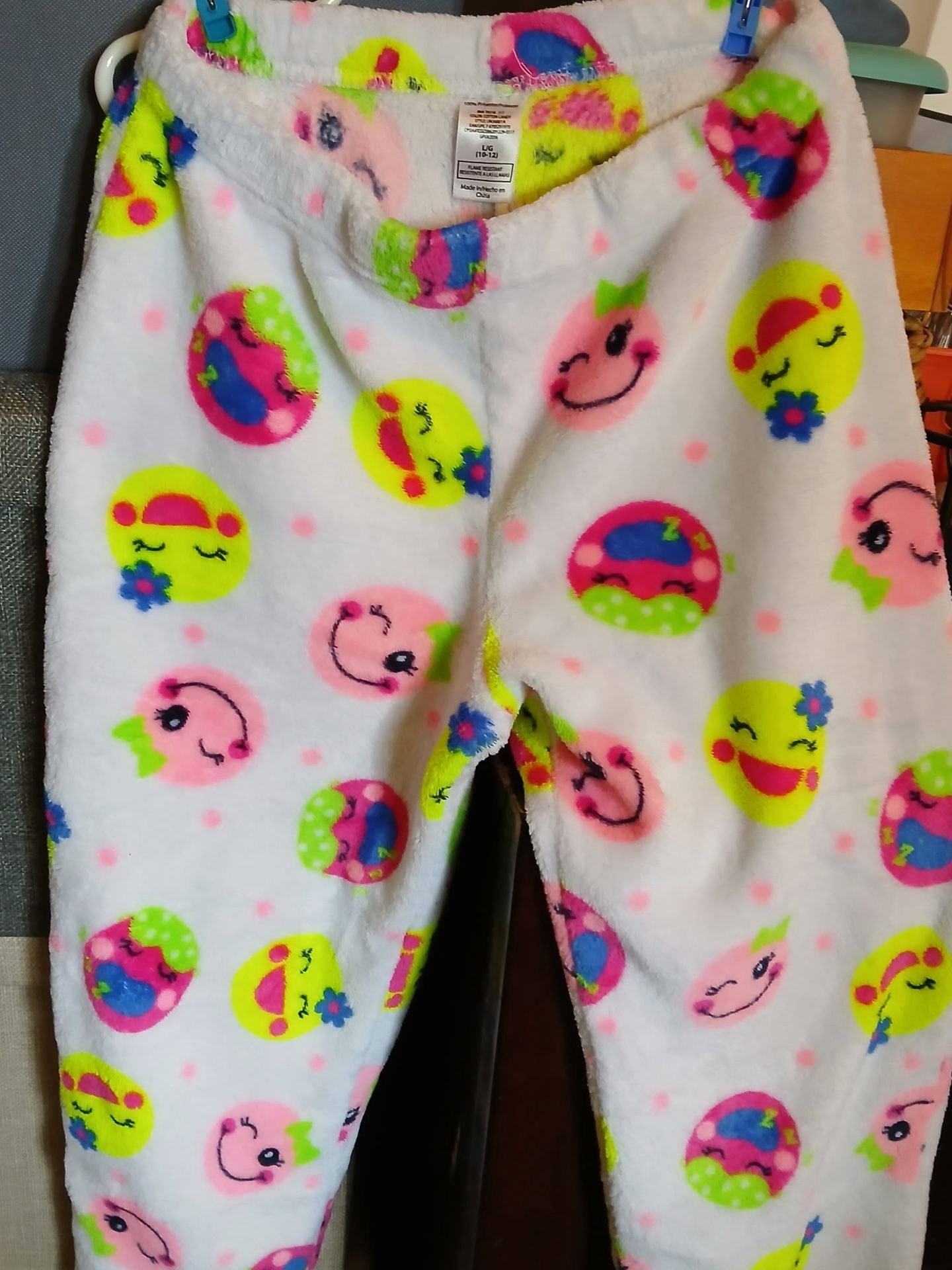 Justice Girls Fleece Pajama Pants Size L (10-12) Smiley Face Print 1