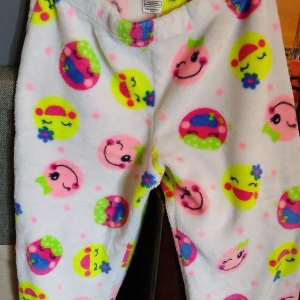 Justice Girls Fleece Pajama Pants Size L (10-12) Smiley Face Print