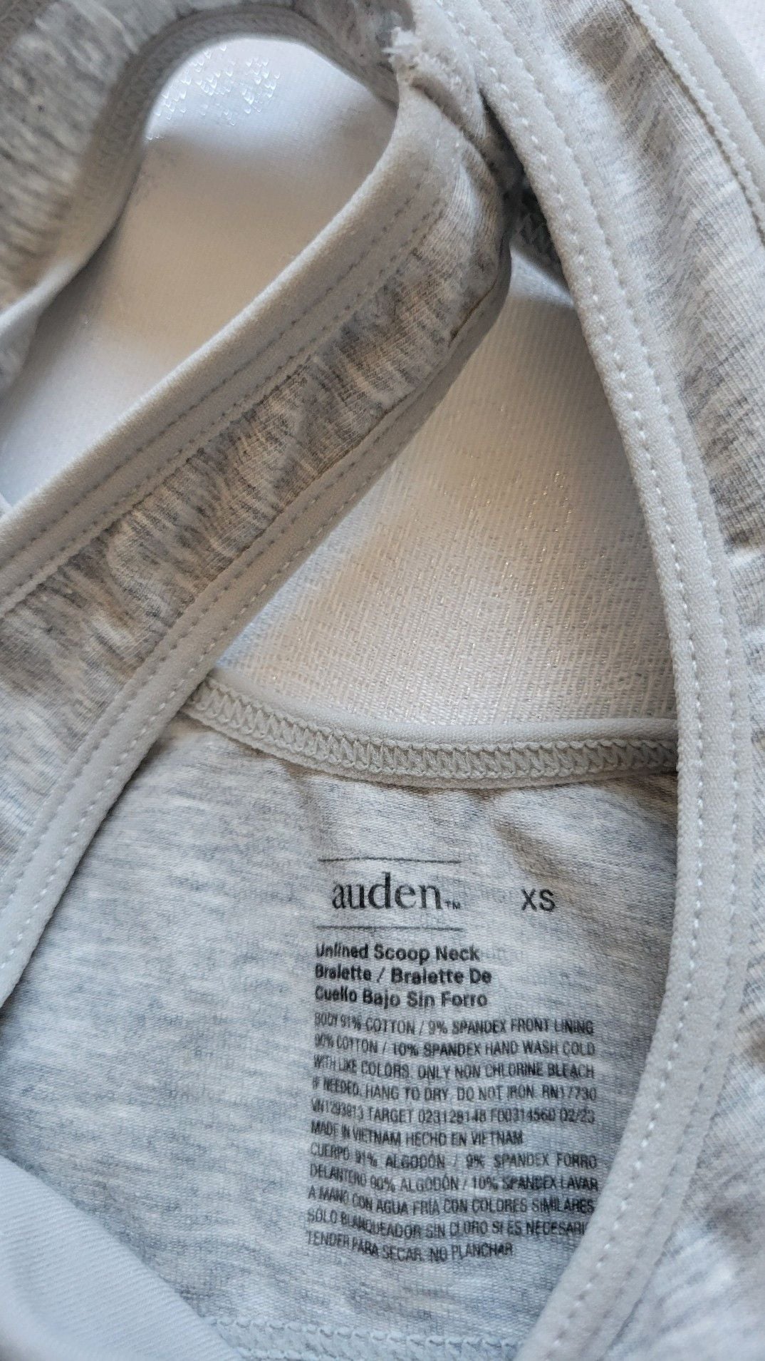 Auden Unlined Scoop Neck Bralette Gray Size XS 3