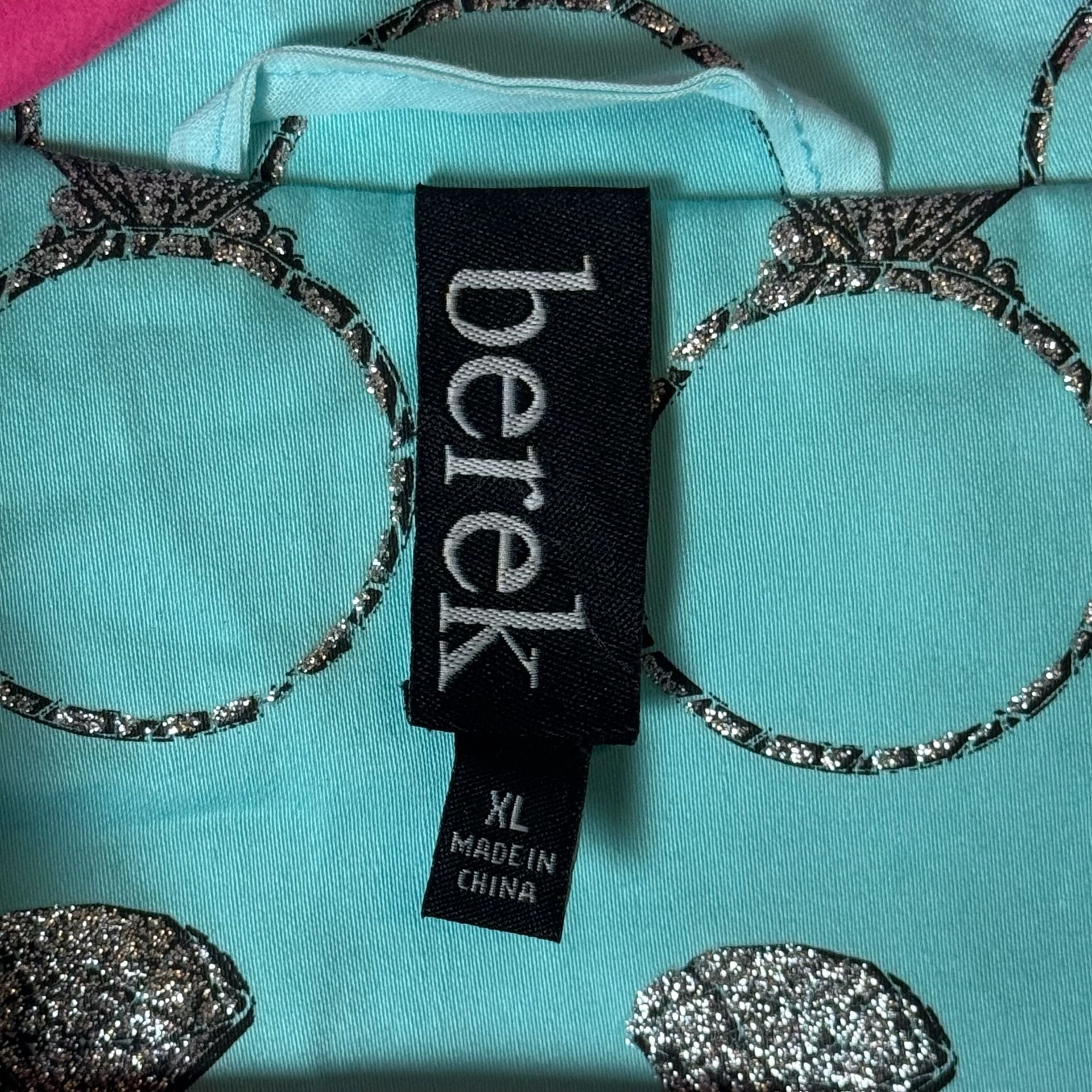 Berek Women’s XL Turquoise Engagement Ring Print Jacket Rhinestone Bling Artwear 4
