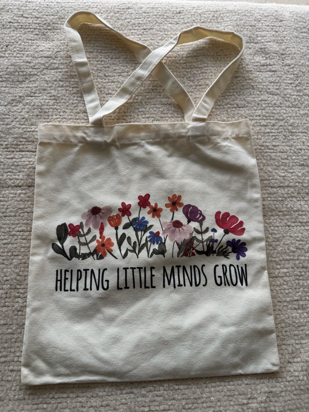 Helping Little Minds Grow Floral Canvas Tote Bag 2