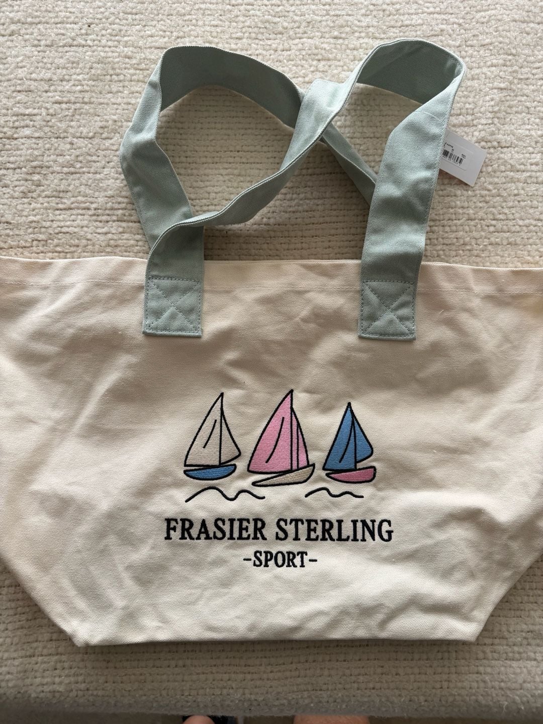 Frasier Sterling Sport Sailboat Embroidered Canvas Tote Bag 2