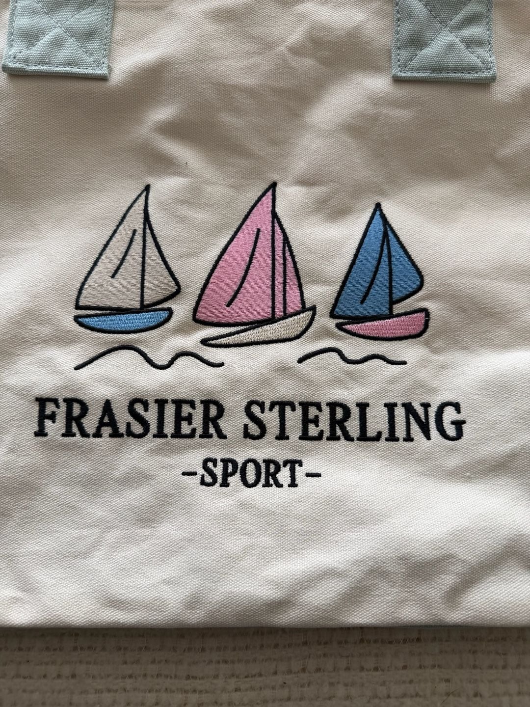 Frasier Sterling Sport Sailboat Embroidered Canvas Tote Bag 3