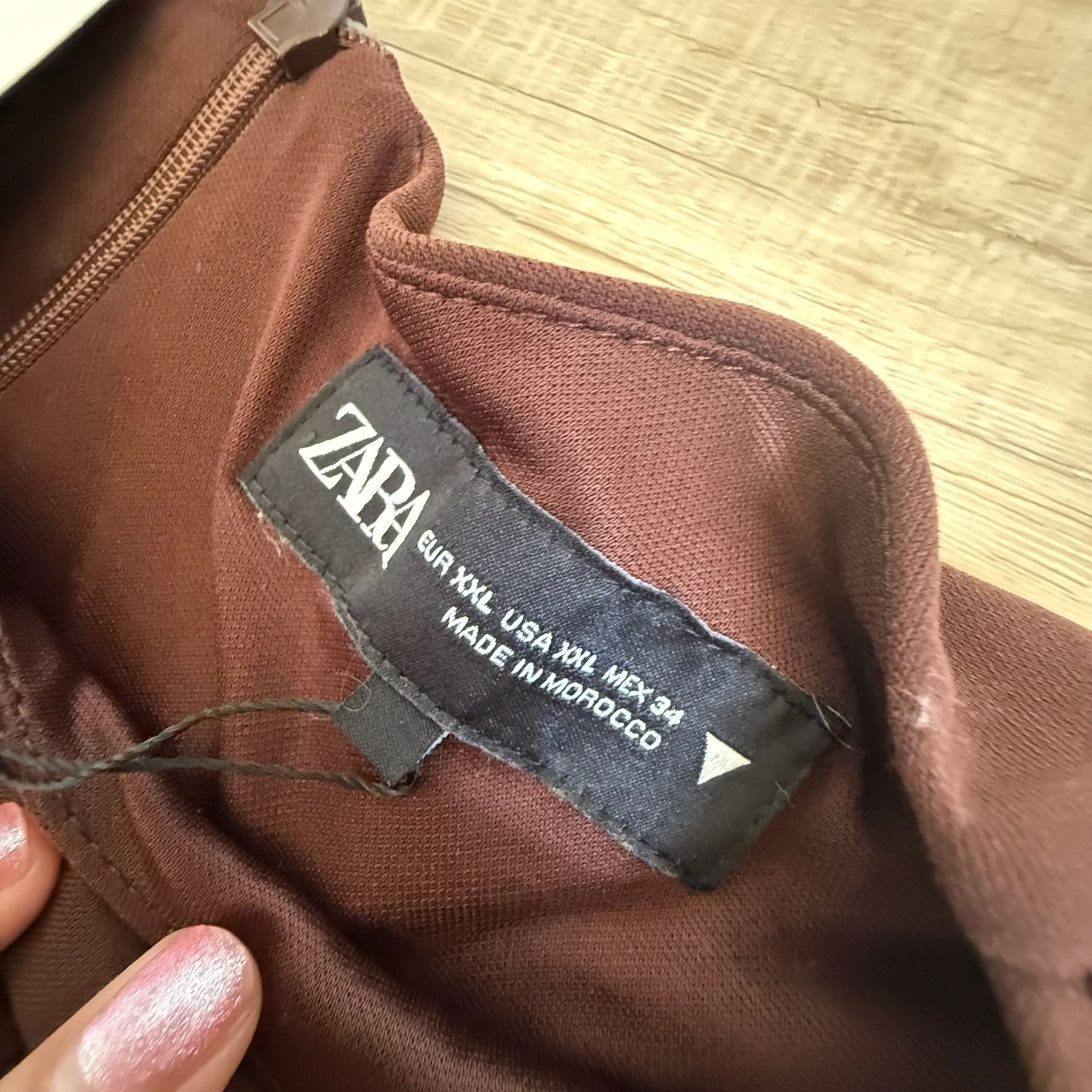 NEW Zara Chocolate Brown Sleeveless Ruched Mini Dress Size XXL 6