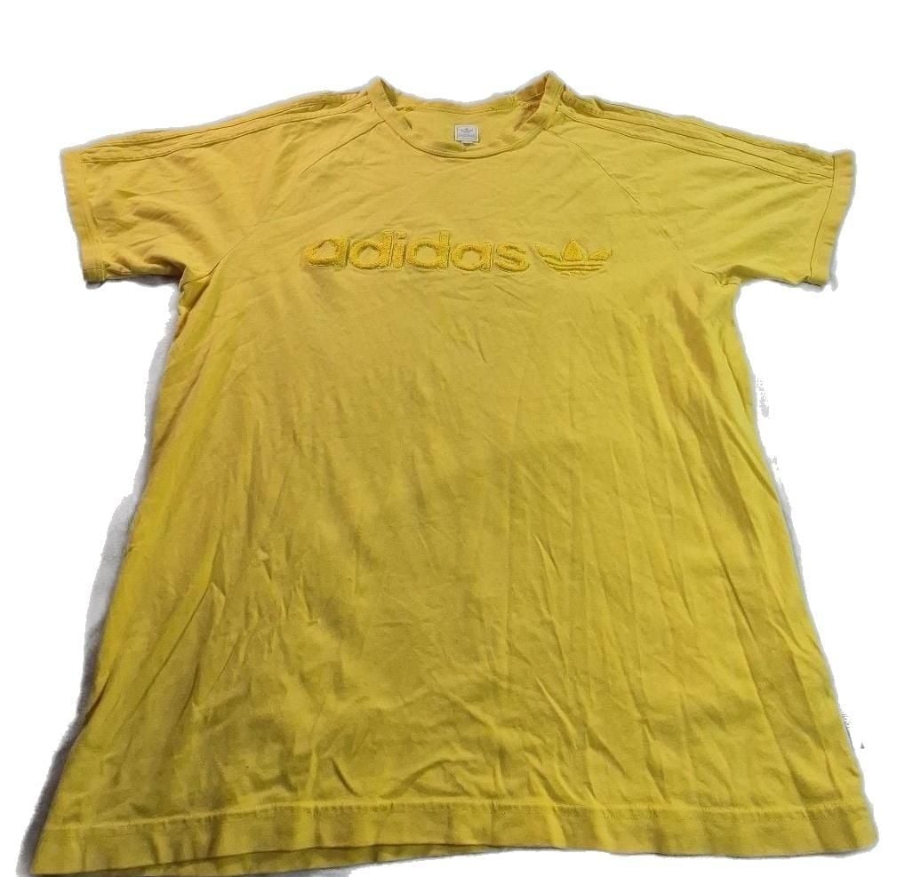 Vintage Adidas Trefoil Logo Embroidered Yellow T-Shirt 3