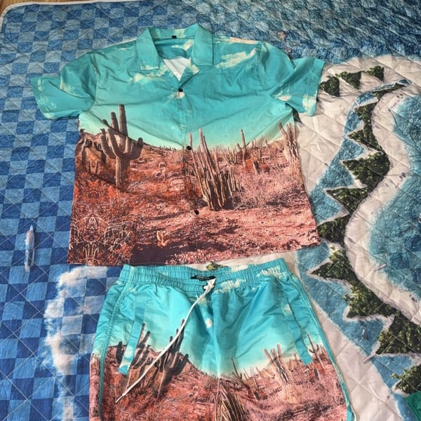 Death Valley U.S.A. Desert Print Matching Shirt and Shorts Set