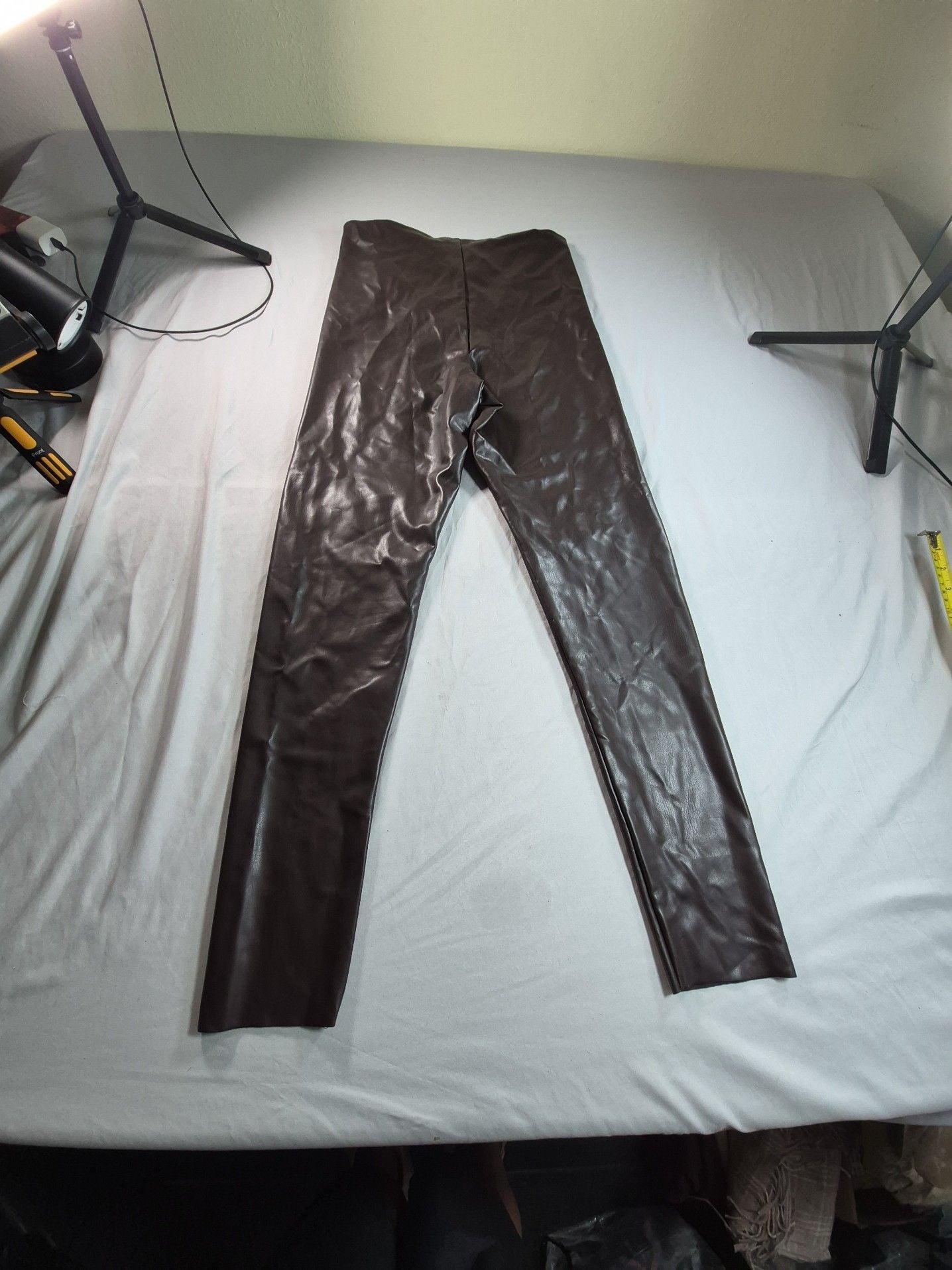 Joie Faux Leather Leggings chocolate Brown Size L/G 8