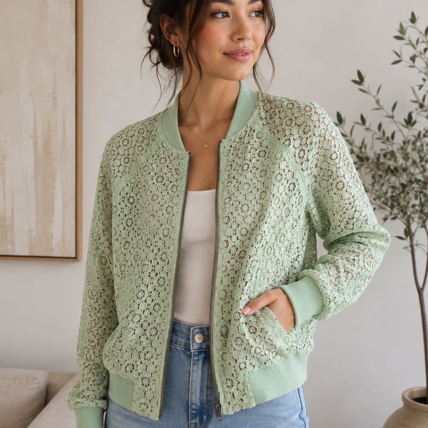 Victoria Beckham for Target Mint Green Lace Bomber Jacket Size XS