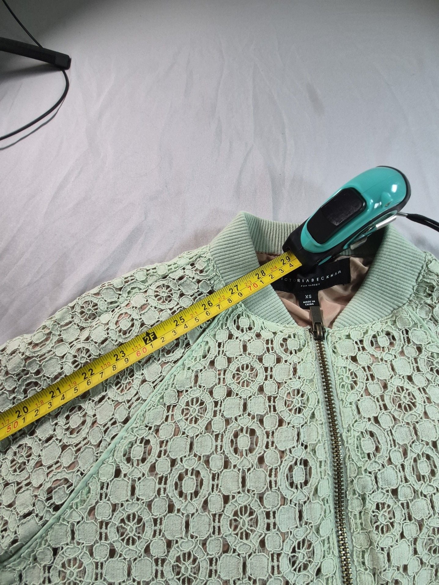 Victoria Beckham for Target Mint Green Lace Bomber Jacket Size XS 7
