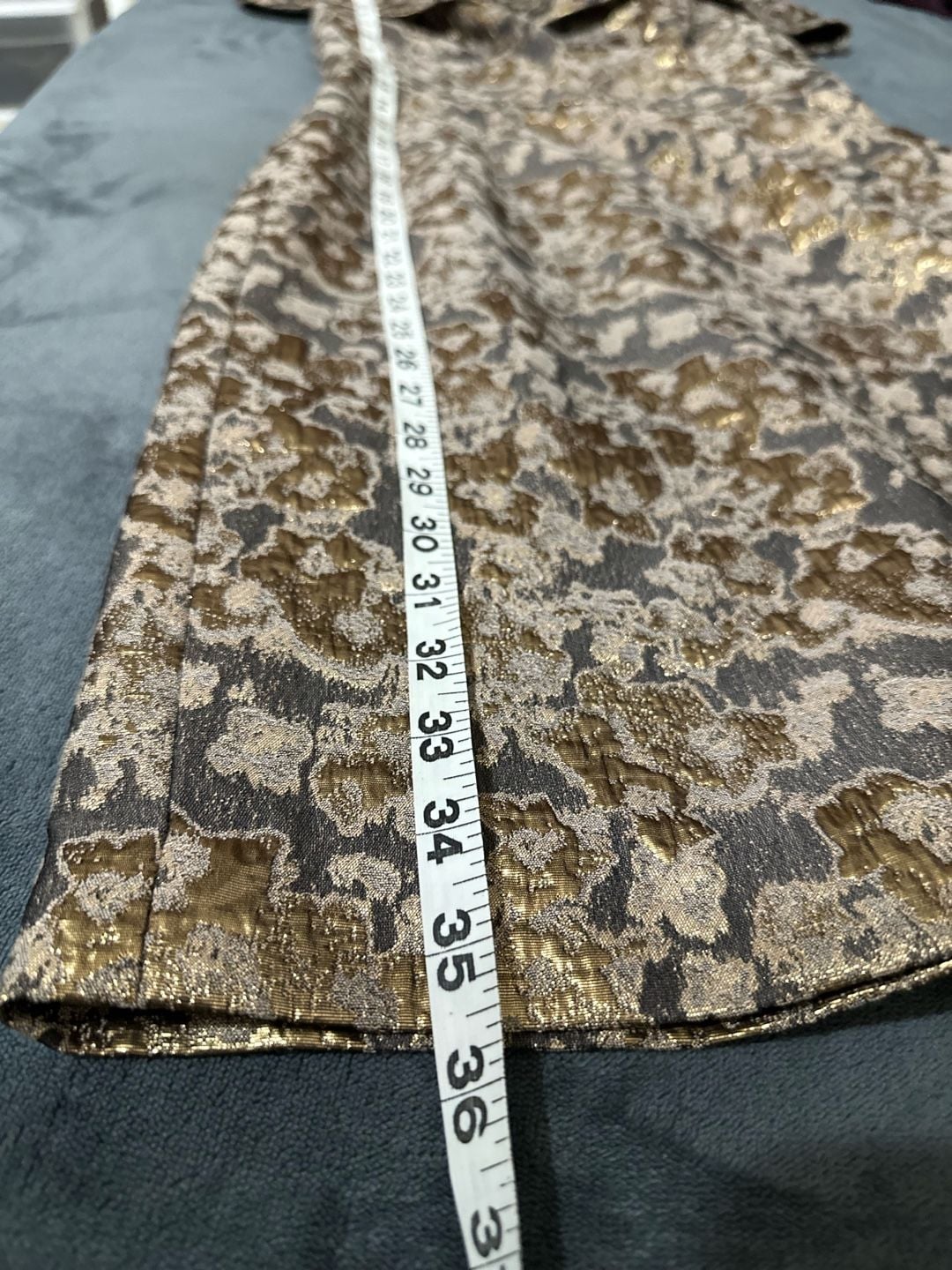 Calvin Klein Metallic Gold and Black Floral Brocade Off-the-Shoulder Sheath Dress 5