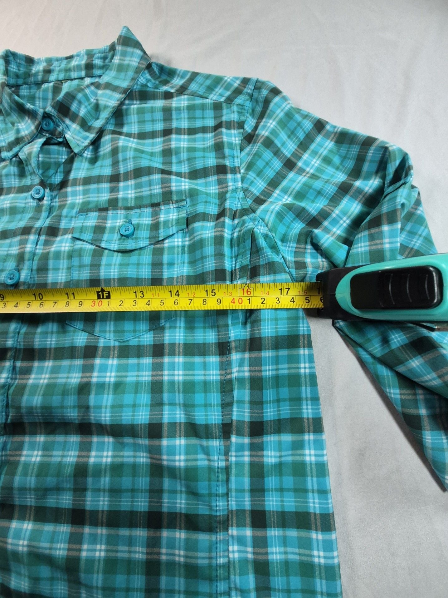 Alpine Design Button-Up Shirt Women's Size S Blue Plaid Roll Tab Long Sleeves 5