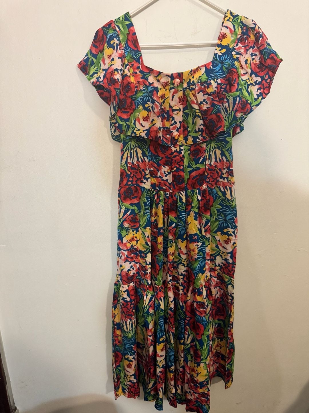 H Collection Floral Print Ruffle Tiered Midi Dress 2