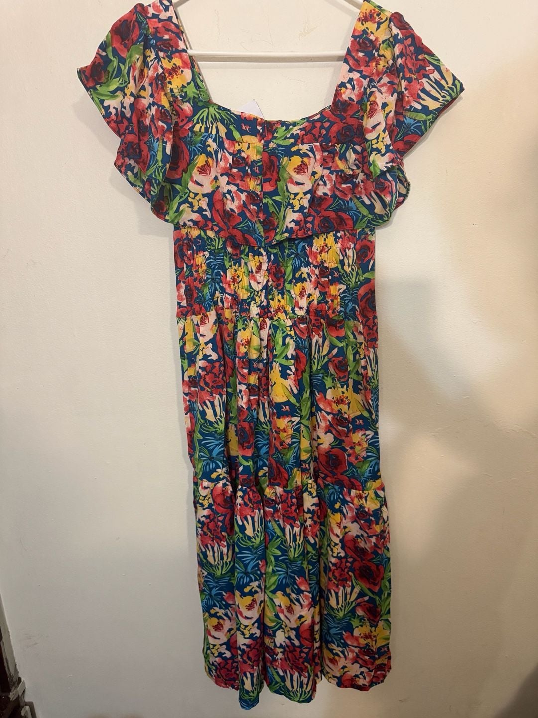 H Collection Floral Print Ruffle Tiered Midi Dress 3