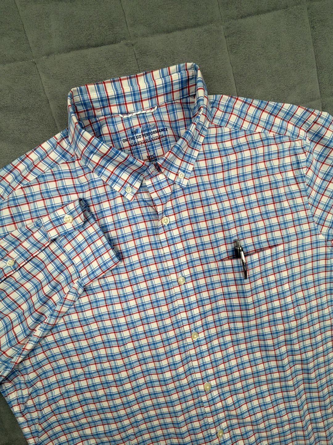 Vineyard Vines On-The-Go Performance OTG Brrr Plaid Button Down Shirt Size L 2