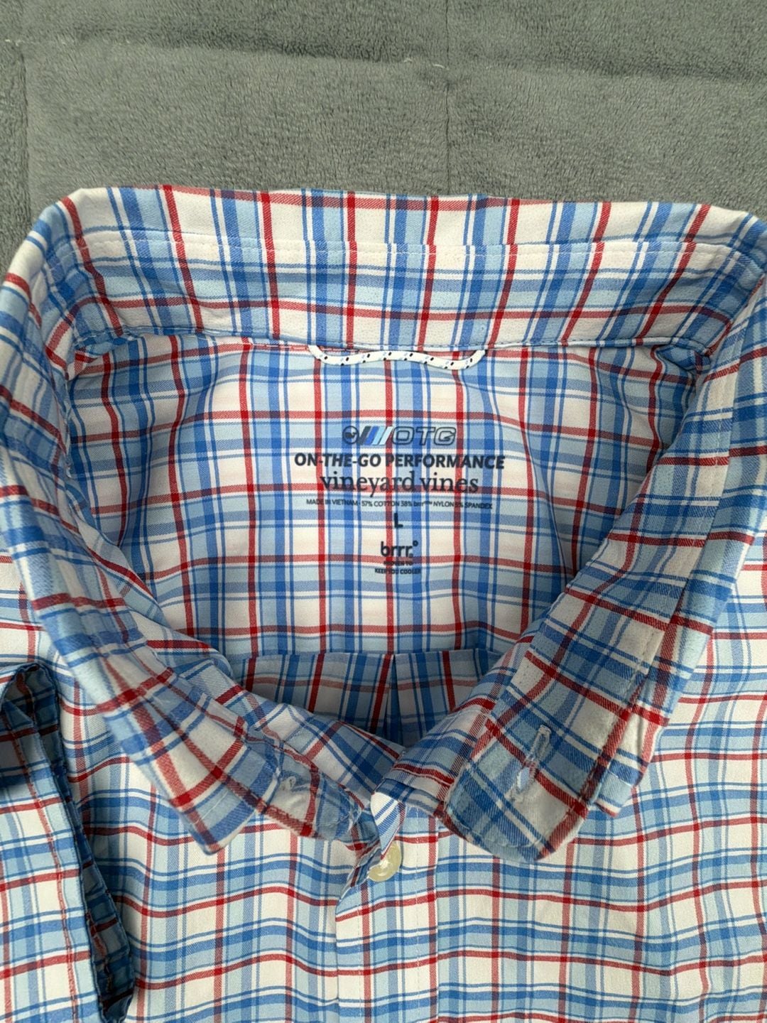Vineyard Vines On-The-Go Performance OTG Brrr Plaid Button Down Shirt Size L 3