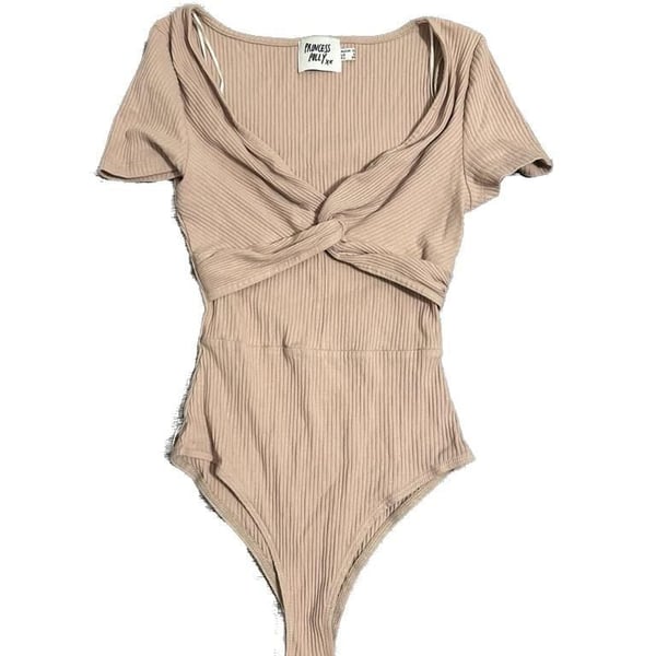 Princess Polly Ribbed Twist Front Bodysuit Size US 6