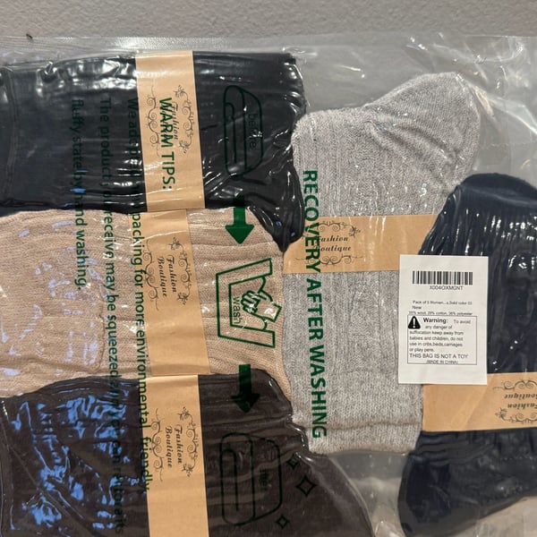 Fashion Boutique Women's Wool Blend Crew Socks 5-Pack
