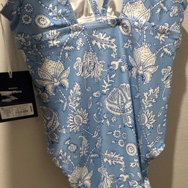 EPC Women's Floral Print One Piece Swimsuit Blue XXS(00)